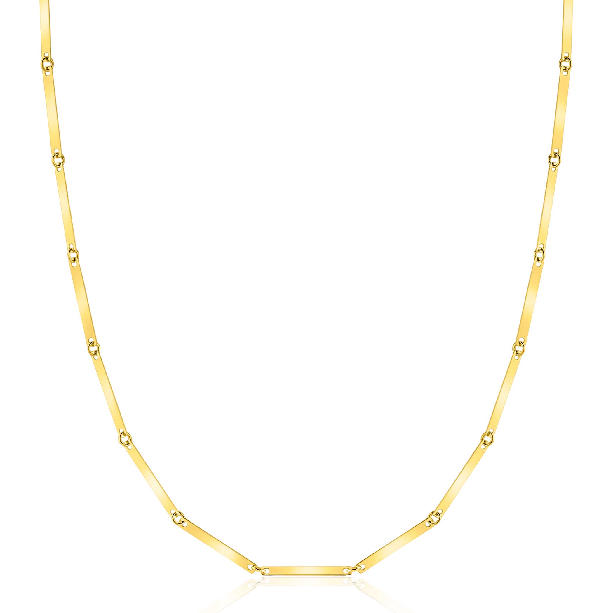 ZINZI Gold 14 krt gouden massieve ketting met langwerpige glanzende staafjes 1,6mm breed 45cm ZGC491
