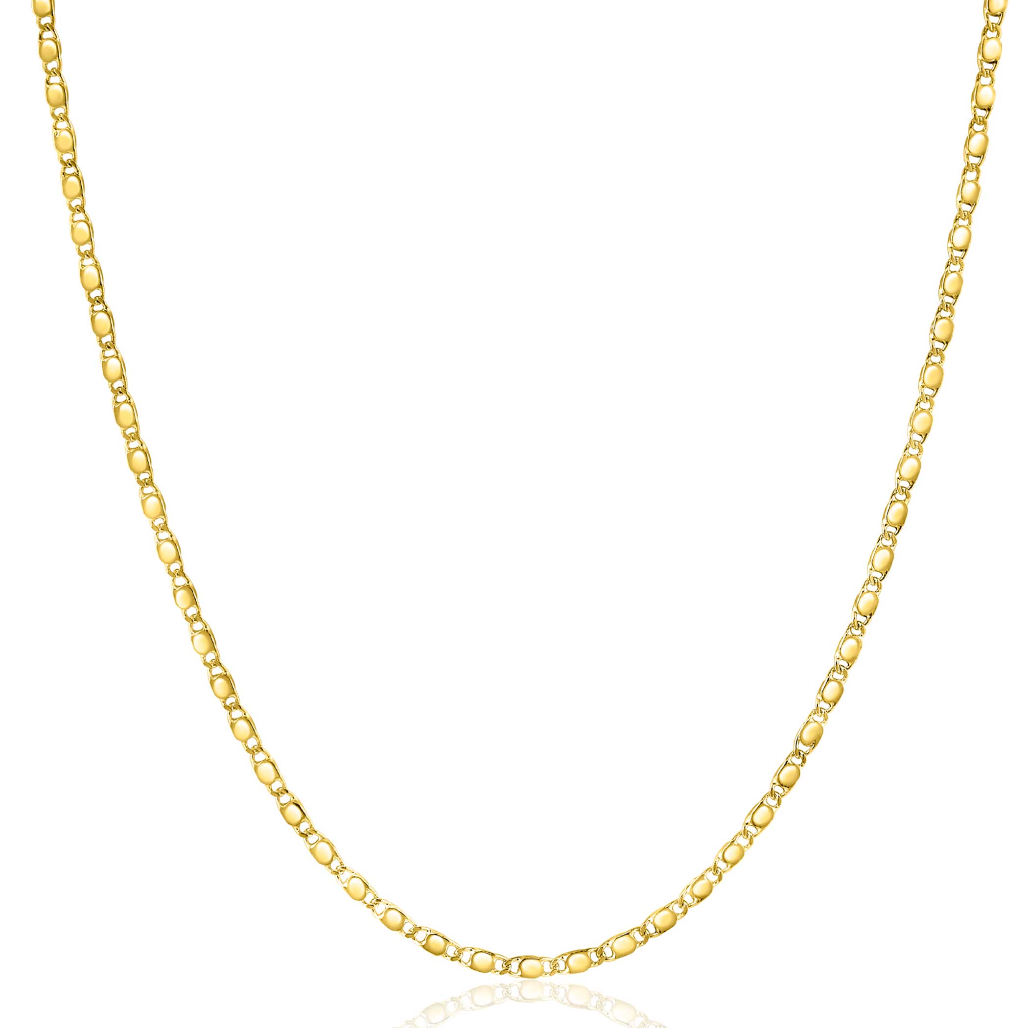 ZINZI Gold 14 karaat gouden massieve ketting met glanzende fantasie plaatjes 1,7mm breed 41-43cm ZGC497
