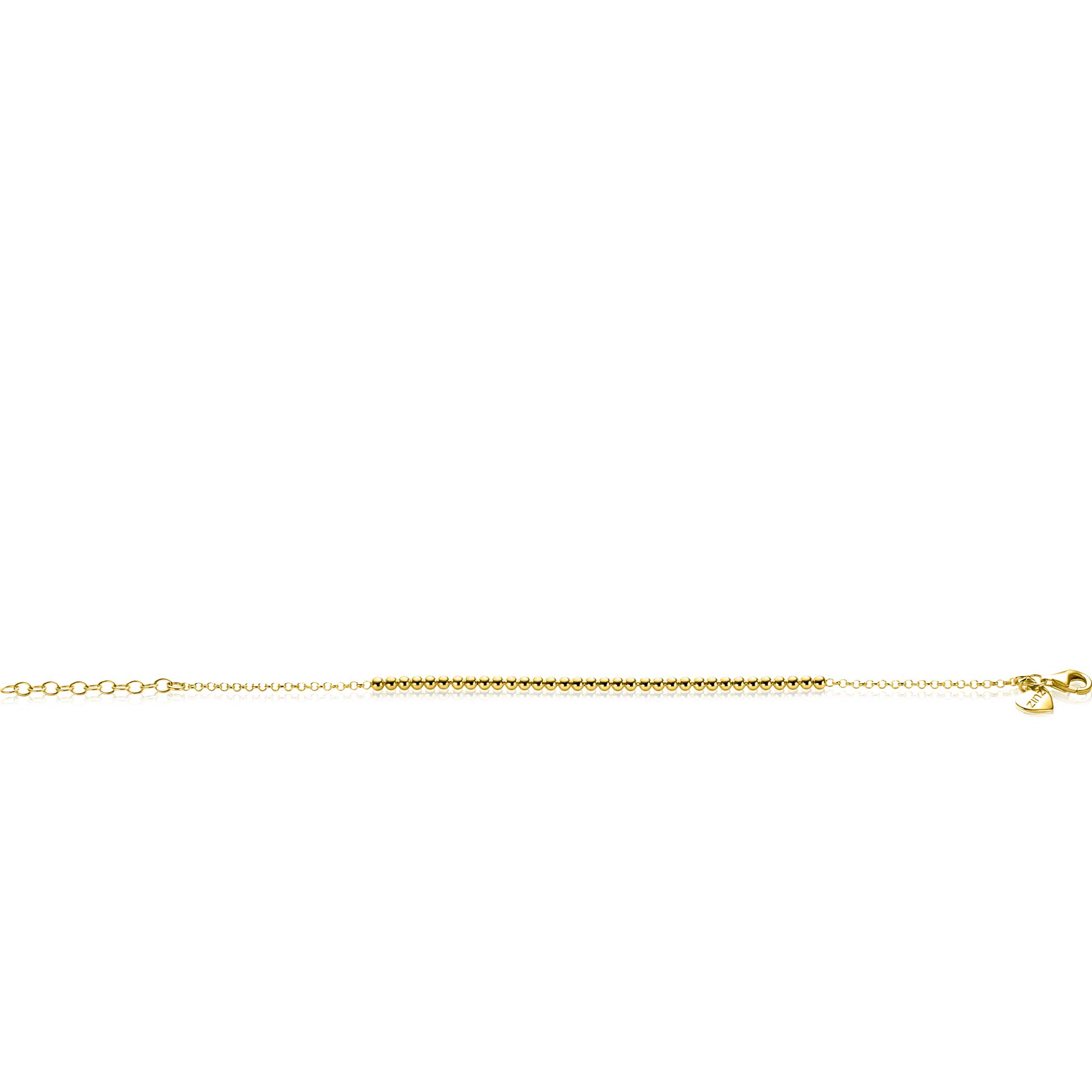 ZINZI gold plated zilveren jasseron armband met bolletjes schakels (2,5mm breed) in het midden 16-19cm ZIA2640G