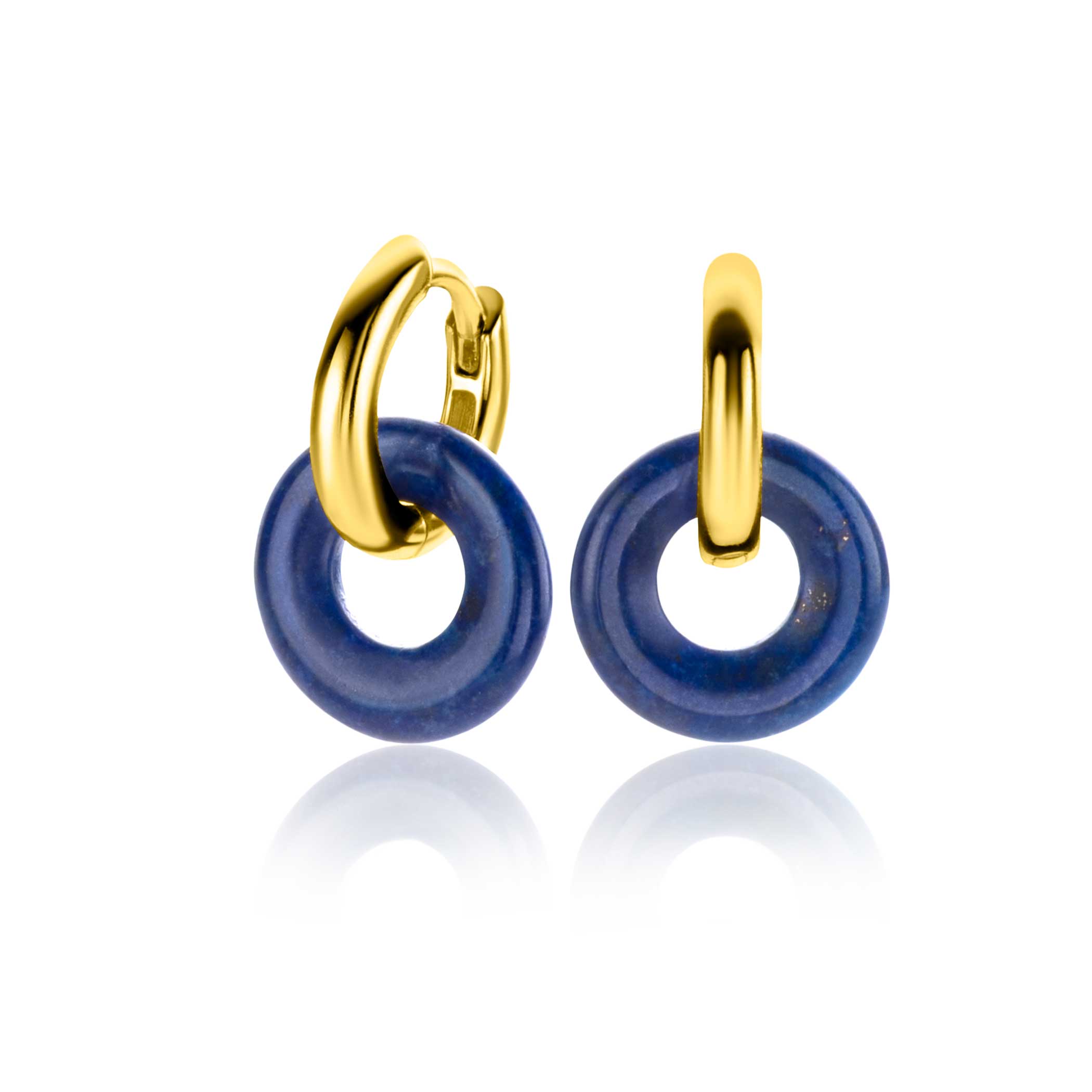 12mm ZINZI oorbedels rond met lapis lazuli edelsteen ZICH2274L (zonder oorringen)