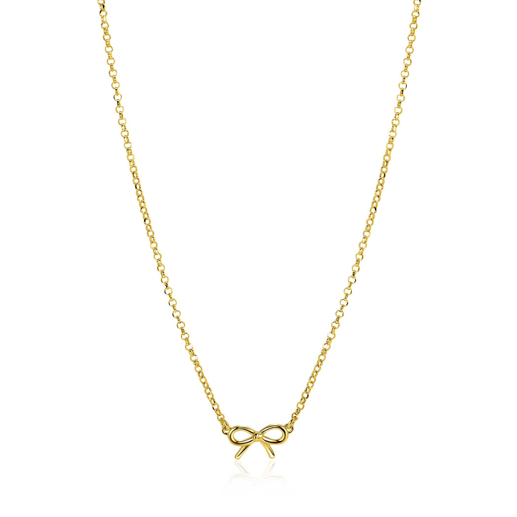 ZINZI gold plated zilveren jasseron ketting met strikje 41-45cm ZIC-BF124