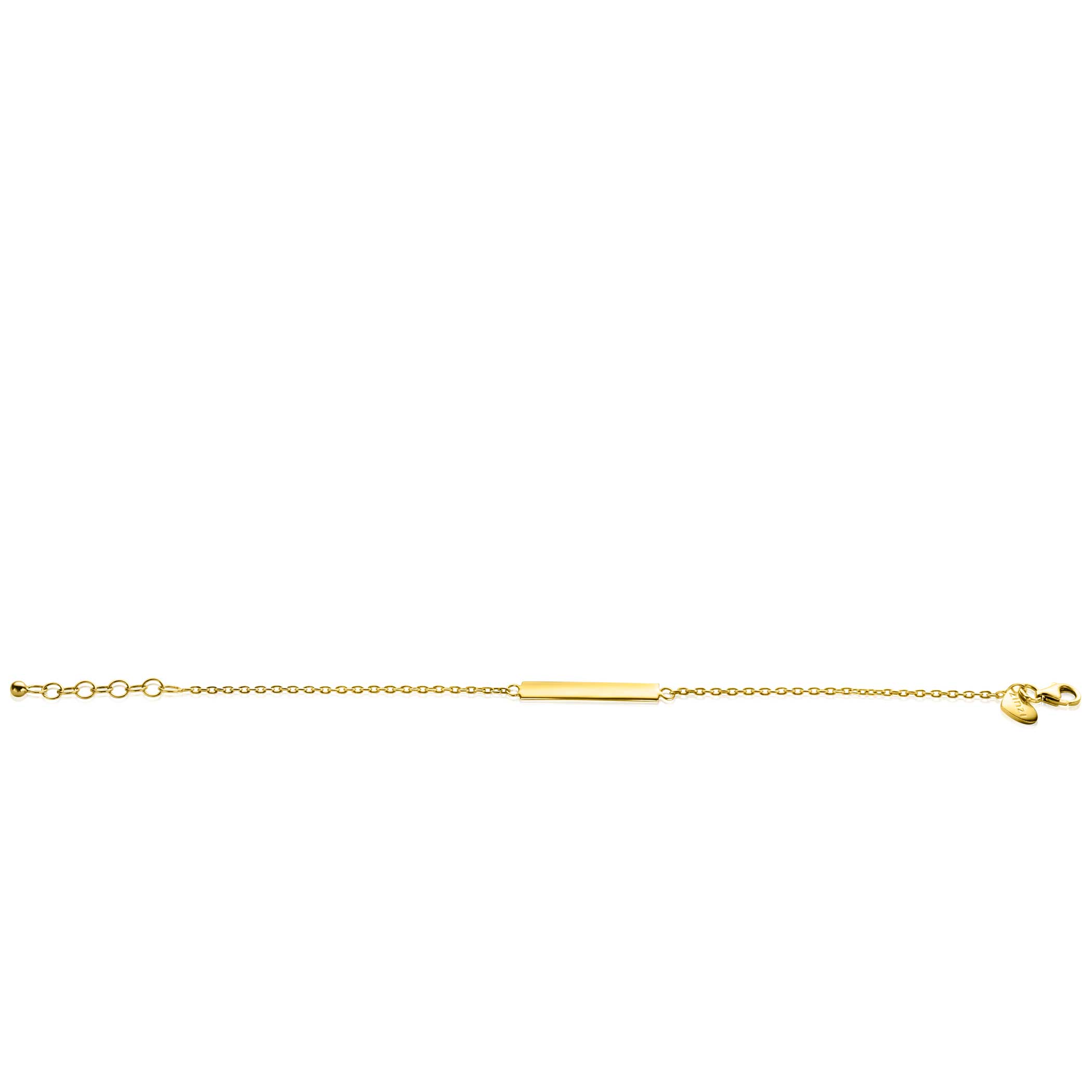 ZINZI gold plated zilveren armband met glanzend plaatje om te graveren 17-20cm ZIA2344G