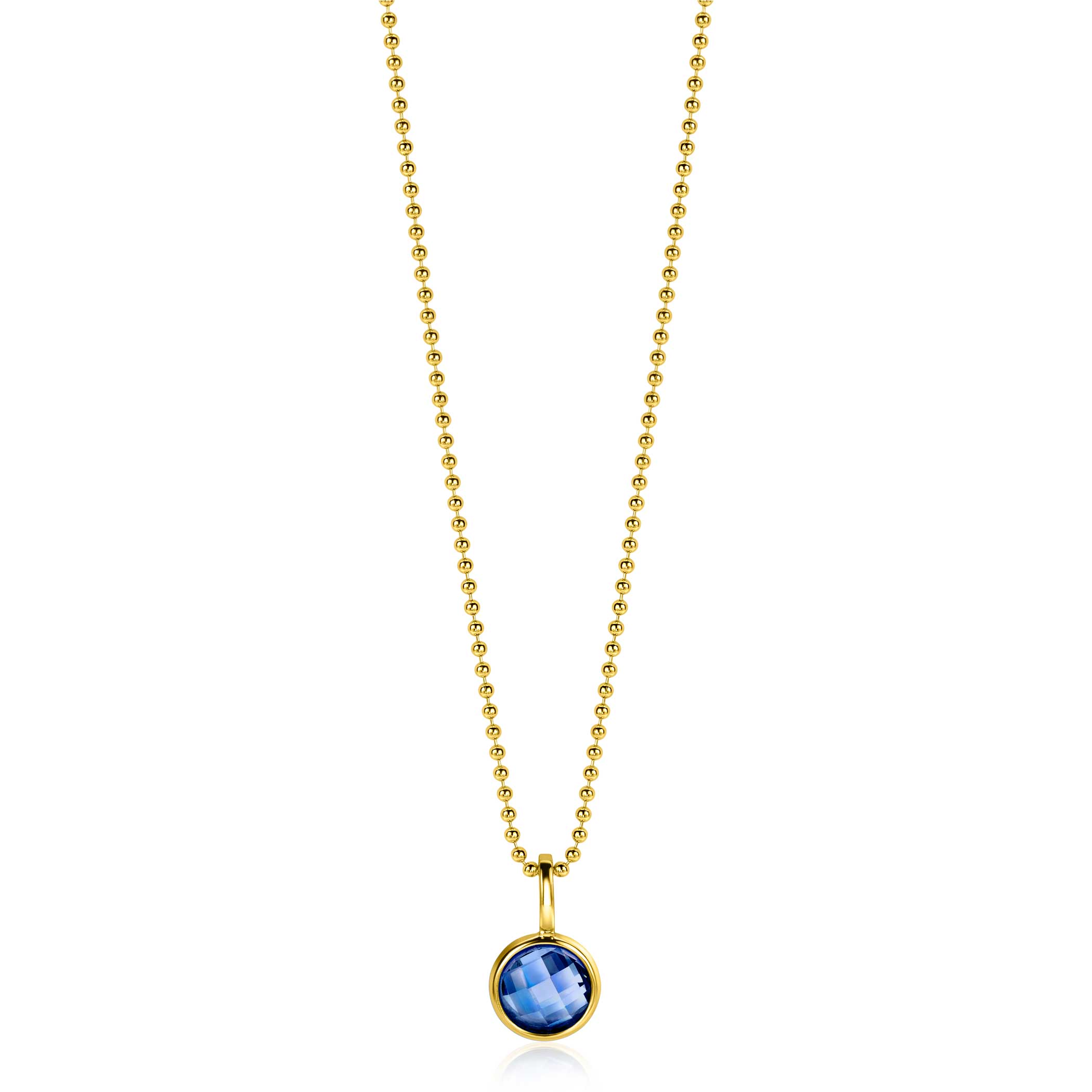 SEPTEMBER hanger 8mm gold plated geboortesteen blauw saffier zirconia (zonder collier)