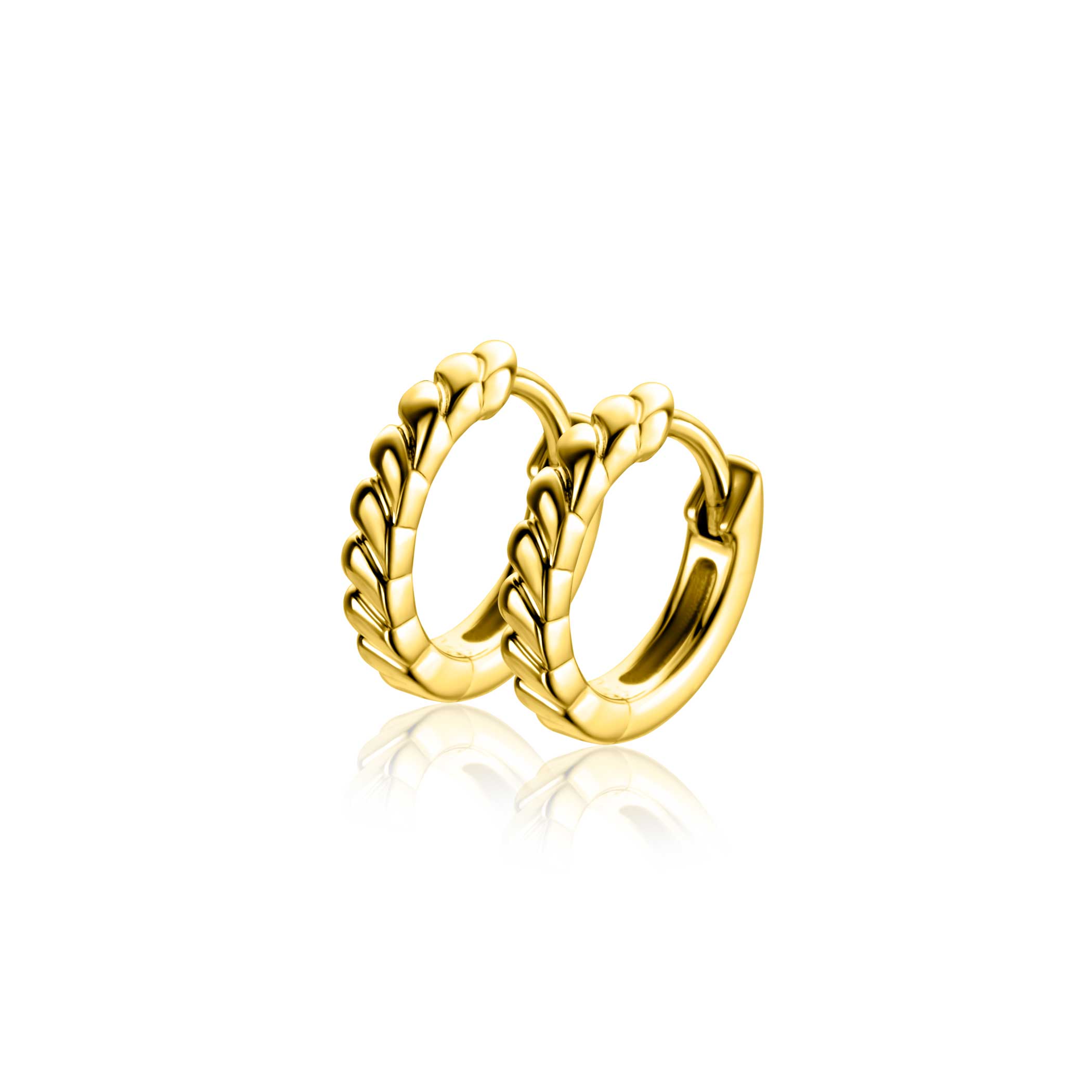 14mm ZINZI gold plated zilveren oorringen met kleine druppels en luxe klapsluiting ZIO2688G