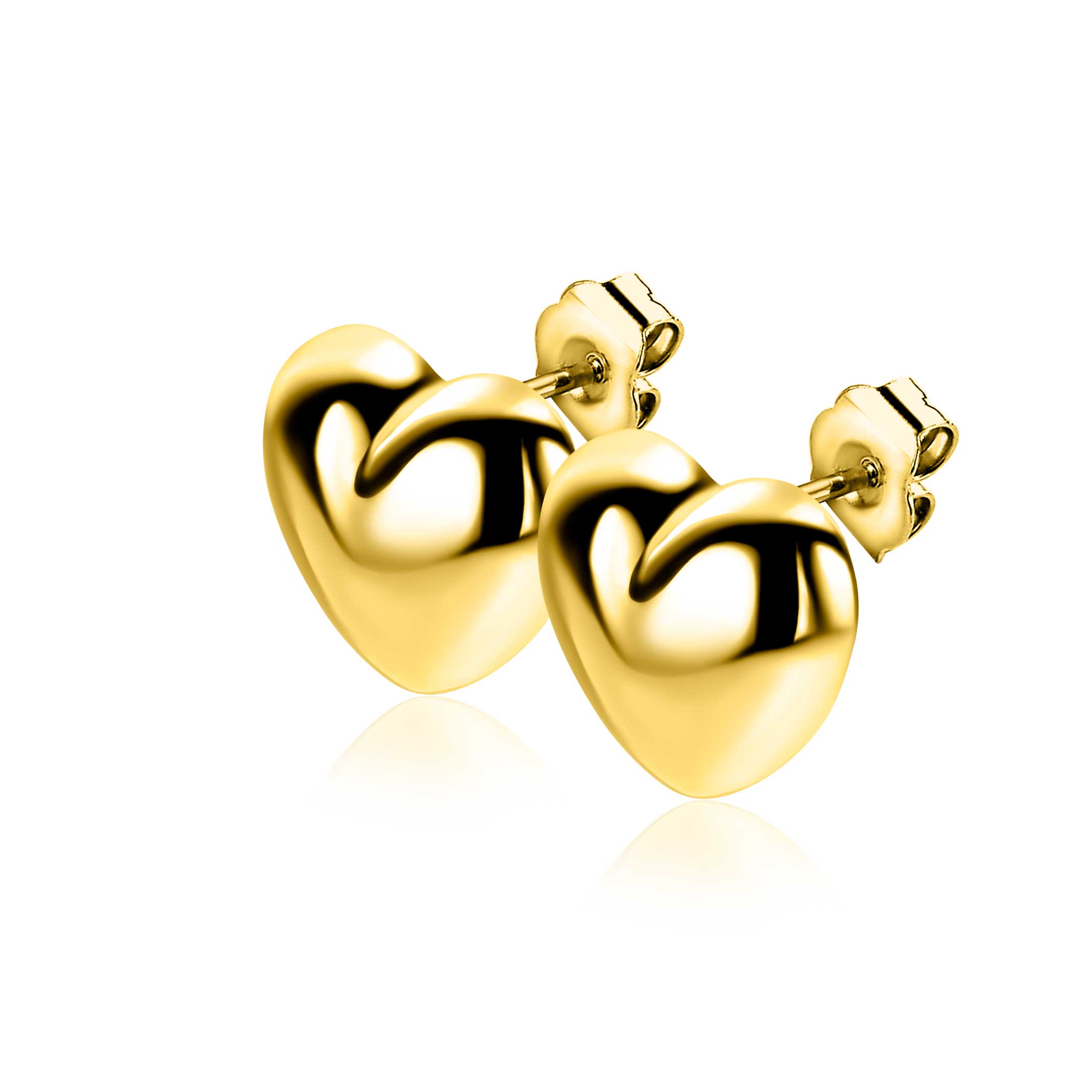 13mm ZINZI gold plated zilveren oorstekers in bolle hart vorm ZIO2672G