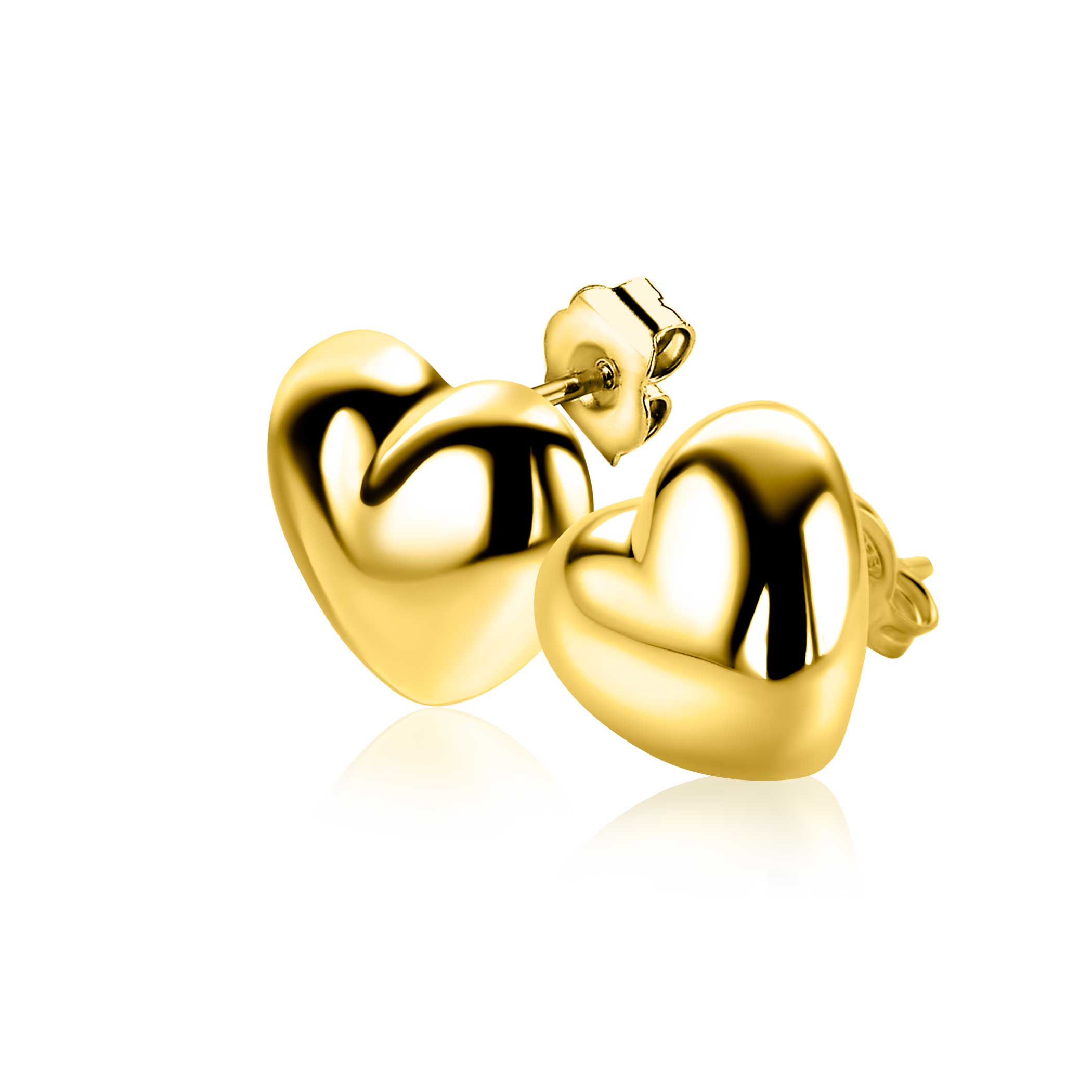 13mm ZINZI gold plated zilveren oorstekers in bolle hart vorm ZIO2672G