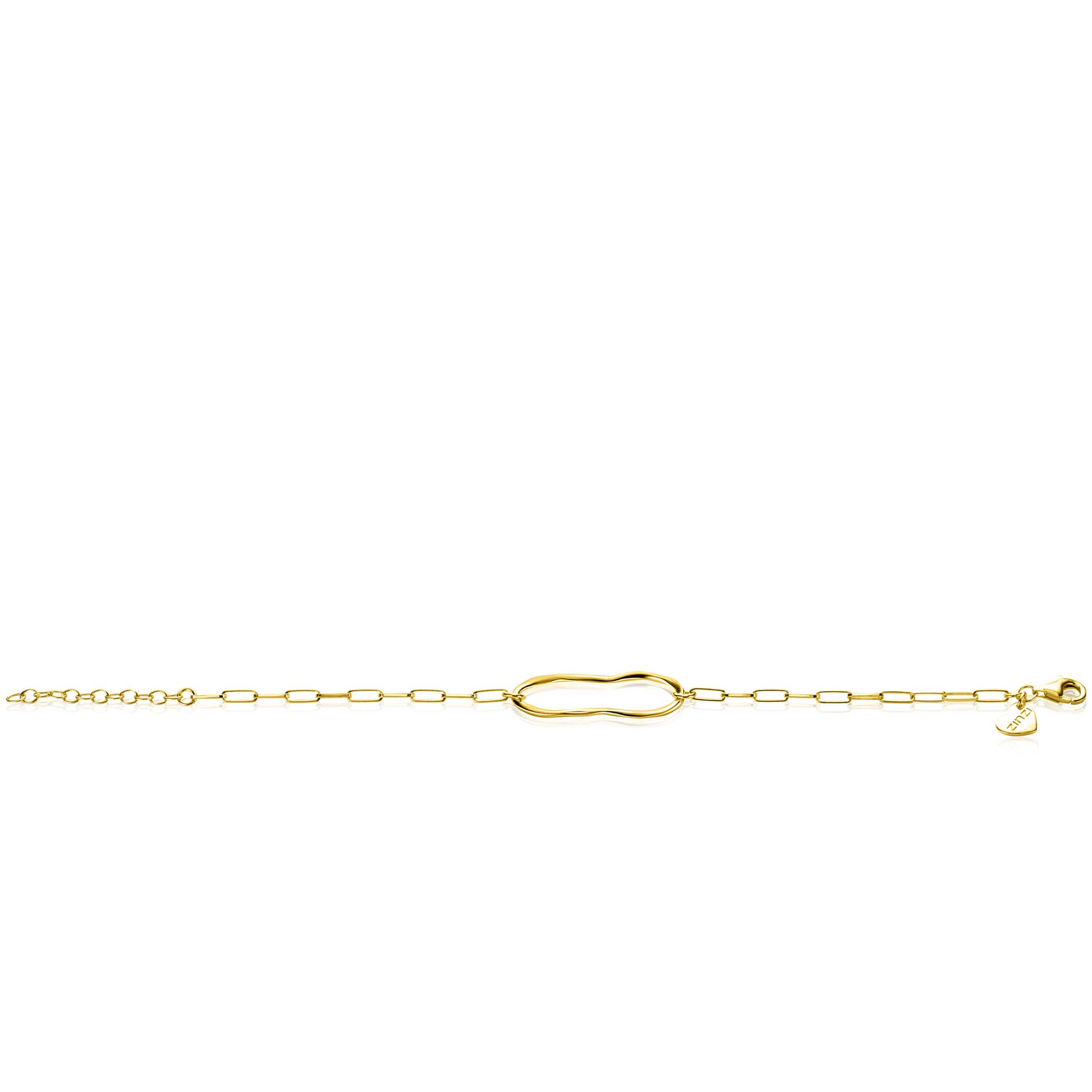 ZINZI gold plated zilveren paperclip schakel armband met organisch gevormde ovaal 15-18cm ZIA-BF107