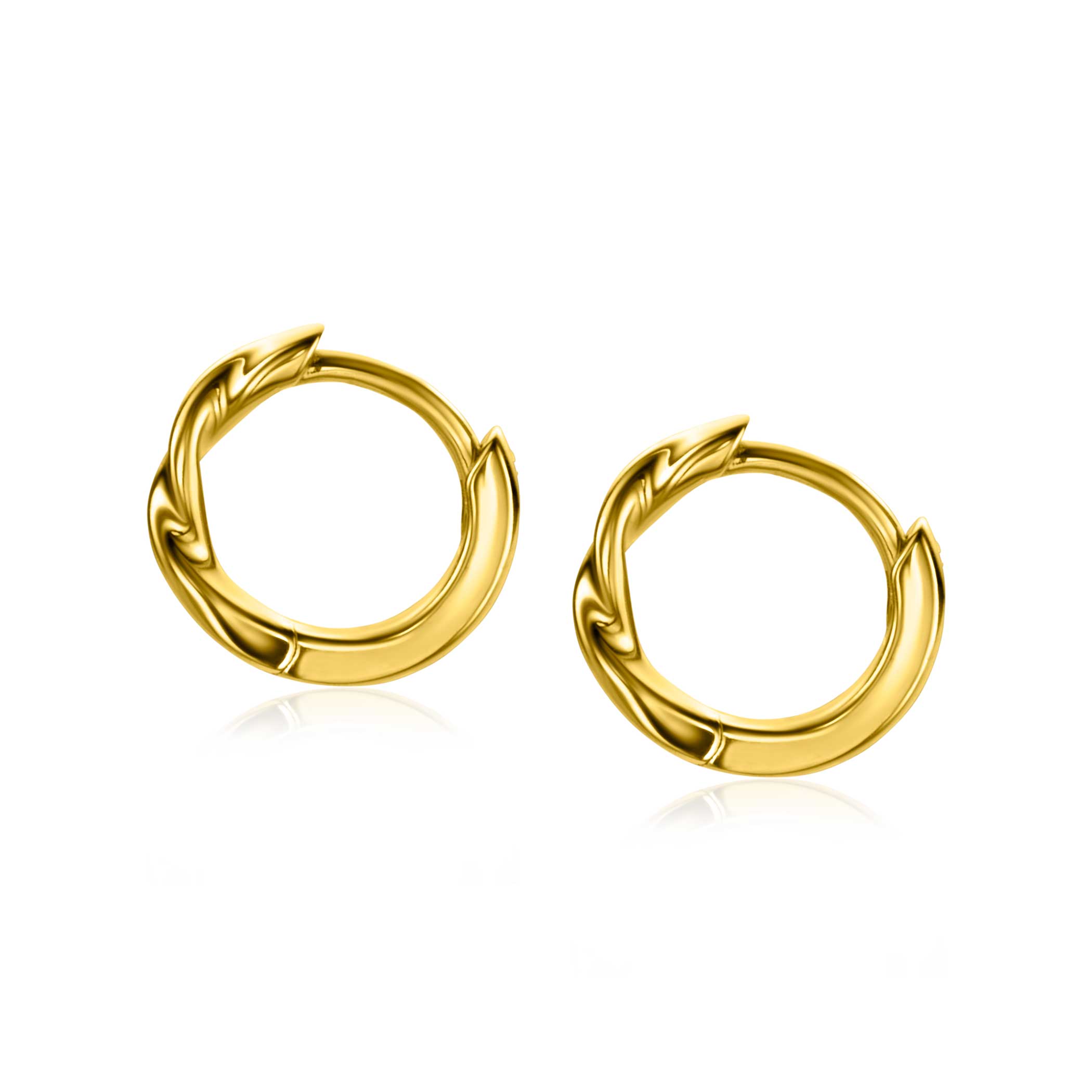 ZINZI gold plated zilveren oorringen met gedraaide buis 12 x 2mm ZIO2321G