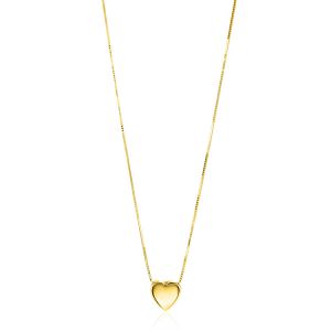 ZINZI Gold 14 krt gouden venetiaanse ketting 45cm met sierlijk glad hartje van 7mm ZGC486