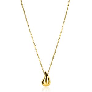 ZINZI gold plated zilveren jasseron ketting 42-45cm met organisch gevormde hanger 18mm ZIC2636G