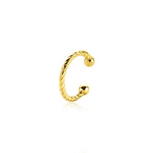 12,5mm ZINZI gold plated zilveren ear cuff gedraaide buis per stuk geprijsd ZIO-CUFF3G