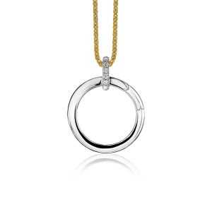 ZINZI zilveren ronde hanger 21mm met sluitring wit ZIH2061 (zonder collier)