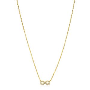 ZINZI gold plated zilveren ketting met Infinity teken, vol bezet met witte zirconia's 42-45cm ZIC2597Y