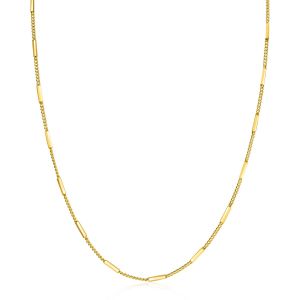 ZINZI gold plated zilveren gourmet ketting 45cm met staafjes 1,6mm breed ZIC2366G