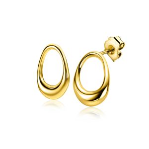 17mm ZINZI gold plated zilveren oorstekers open rond in organische vorm ZIO2670G