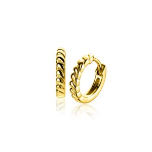 14mm ZINZI gold plated zilveren oorringen met kleine druppels en luxe klapsluiting ZIO2688G