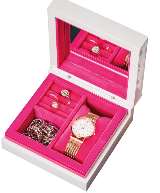 ZINZI sieradendoos wit roze velours JEWELBOX
