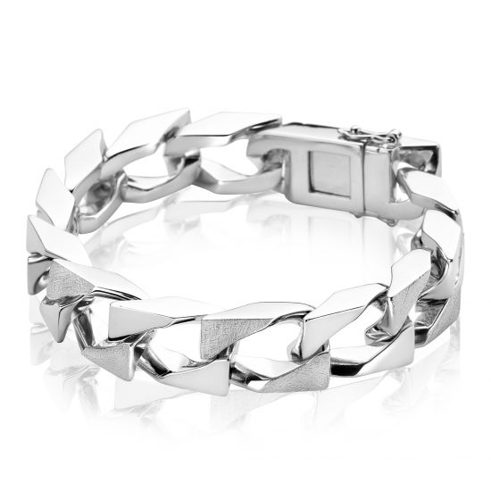 Mart Visser by ZINZI zilveren gourmet armband breed 12mm MVA11 
