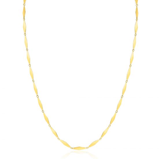 ZINZI Gold 14 krt gouden massieve ketting met glanzende lange ruitvormige schakels 3mm breed 45cm ZGC492
