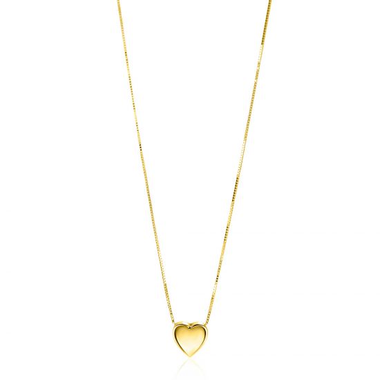 ZINZI Gold 14 krt gouden venetiaanse ketting 45cm met sierlijk glad hartje van 7mm ZGC486