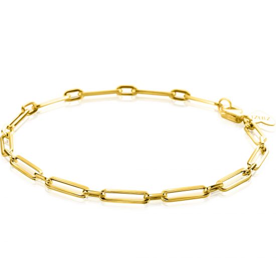 ZINZI Gold 14 krt gouden armband met trendy paperclip/closed for ever schakels met tussenoog 3mm breed, lengte 19cm ZGA470