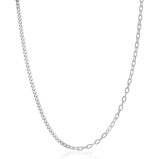 ZINZI zilveren multi-schakelketting met gourmet en paperclip schakels 2,7mm breed 43-45cm ZIC2468