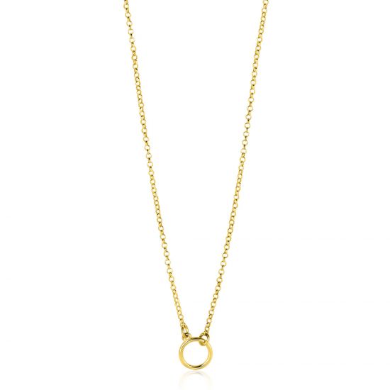 ZINZI gold plated zilveren ketting met open rondje 40-45cm ZIC2523G