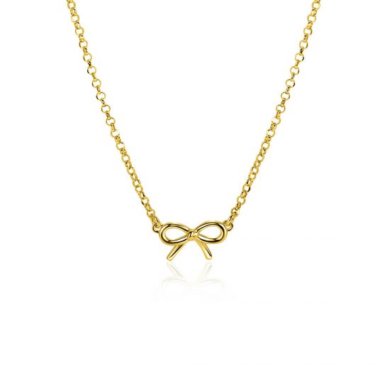 ZINZI gold plated zilveren jasseron ketting met strikje 41-45cm ZIC-BF124