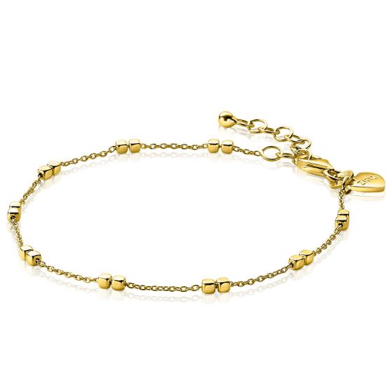 ZINZI zilveren armband 14K geel verguld vierkante blokjes 17-20cm ZIA2218G