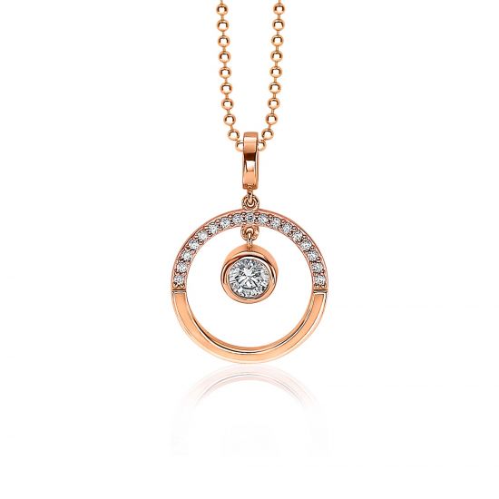 ZINZI zilveren hanger rosé verguld open rond wit 18mm ZIH1813R (zonder collier)