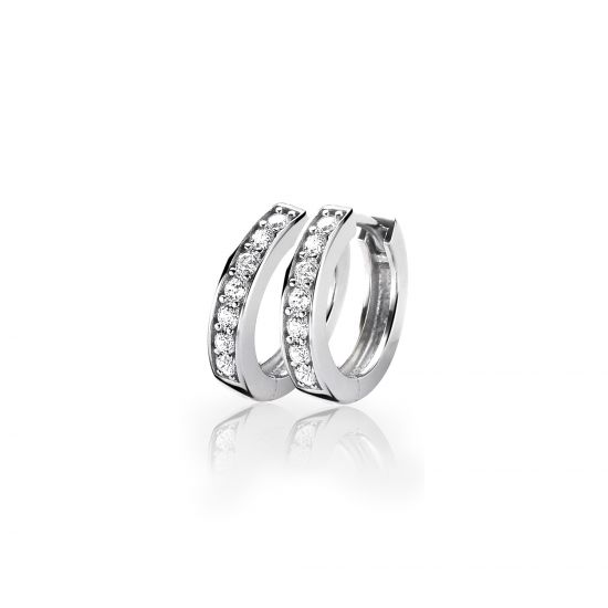 Zinzi zilveren oorringen 15 x 3mm witte zirconia's met luxe klapsluiting ZIO191Z
