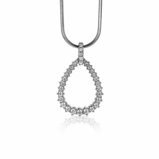 ZINZI zilveren luxe hanger 23 mm open druppelvorm witte zirconia's ZIH2123 (zonder collier)