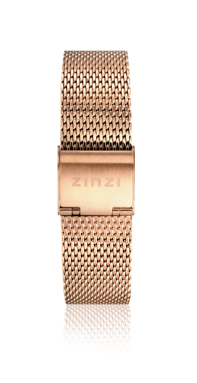 ZINZI stalen mesh horlogeband roségoudkleurig 14mm LADYBAND2