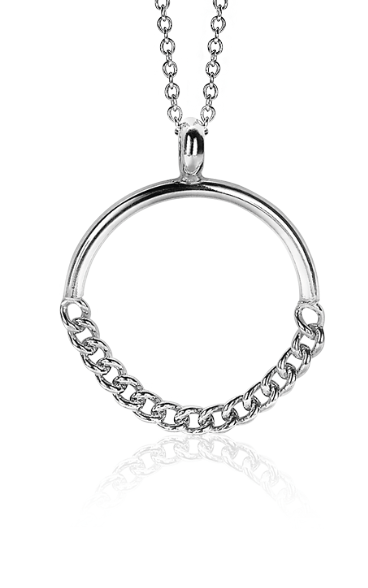 ZINZI zilveren hanger 24mm rond met gourmet schakels ZIH2201 (zonder collier)