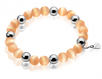 Zinzi zilveren rek-armband one-size oranje cateyes CH-A21K 