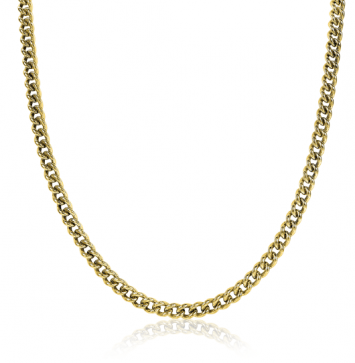 ZINZI zilveren 14K geelverguld gourmet collier 45cm en 4,5mm breed ZIC1414G