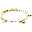 ZINZI gold plated zilveren schakel armband met drie druppelvormige hangers 17-19cm ZIA-BF109G