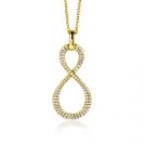 35mm ZINZI gold plated zilveren hanger Infinity bezet met witte zirconia's ZIH2570Y (zonder collier)