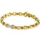 ZINZI gold plated zilveren schakel armband met een ronde schakel bezet met witte zirkonia's 6mm breed 19cm ZIA2664