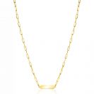 ZINZI gold plated zilveren ketting met paperclip-schakels en glanzend rechthoekig plaatje om te graveren 42-45cm ZIC2530G