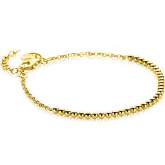 ZINZI gold plated zilveren jasseron armband met bolletjes schakels (2,5mm breed) in het midden 16-19cm ZIA2640G