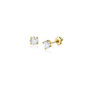 3mm ZINZI Gold 14 krt gouden oorknopjes bezet met een witte zirconia in vierpootszetting ZGO475
