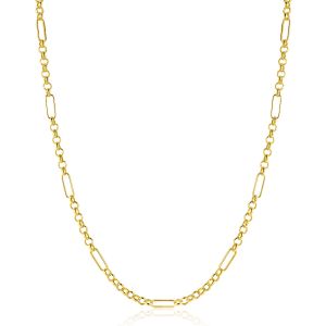 ZINZI Gold 14 karaat gouden massieve ketting met lange paperclip-schakels gecombineerd met jasseron schakels 41-43cm ZGC495

