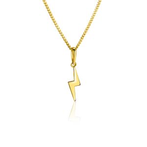 ZINZI Gold 14 karaat gouden hanger met glimmende bliksemschicht 18mm ZGH402 (zonder collier)