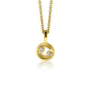 9mm ZINZI gold plated zilveren Kreeft sterrenbeeldhanger bezet met witte zirconia ZIHY-KRE (zonder collier)