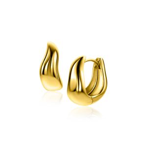 15mm ZINZI gold plated zilveren oorringen organisch gevormd 6,5mm breed met luxe klapsluiting ZIO2609G