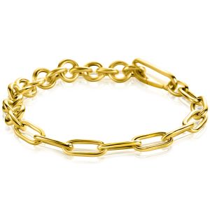 ZINZI gold plated zilveren multi-schakelarmband met jasseron en paperclip schakels 8,5mm breed ZIA2477G