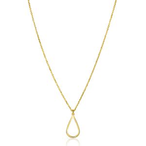 ZINZI gold plated zilveren jasseron ketting met open druppelvormige hanger (10mm) 42-45cm ZIC2635