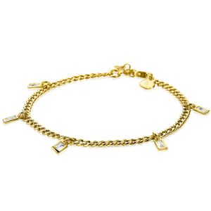 ZINZI zilveren gourmet armband 14K geelverguld met bungelende baguette zirconia's 18-20 cm ZIA2104Y