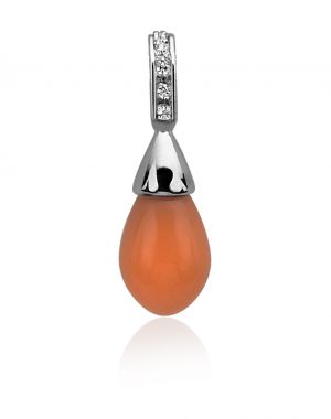 Zinzi zilveren parelhanger oranje-koraal ZIH394K (zonder collier)